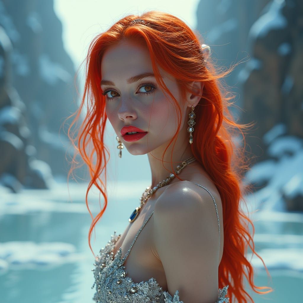 Icy Steampunk Supermodel in Double Exposure Landscape