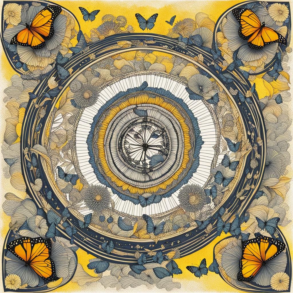 Whimsical Butterfly Sundial Casting Shadow