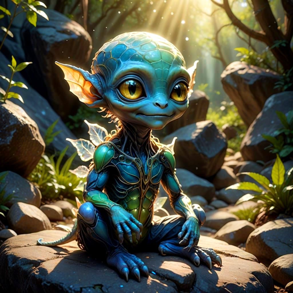 Ethereal Fairycore Alien in Radiant Sunshine