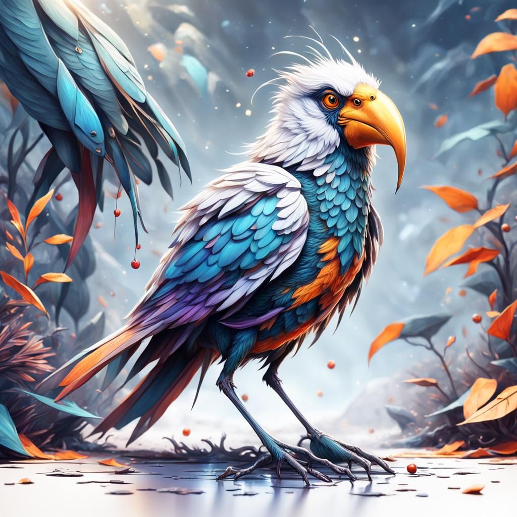 Pencil Drawing of a Bird Holding a Letter