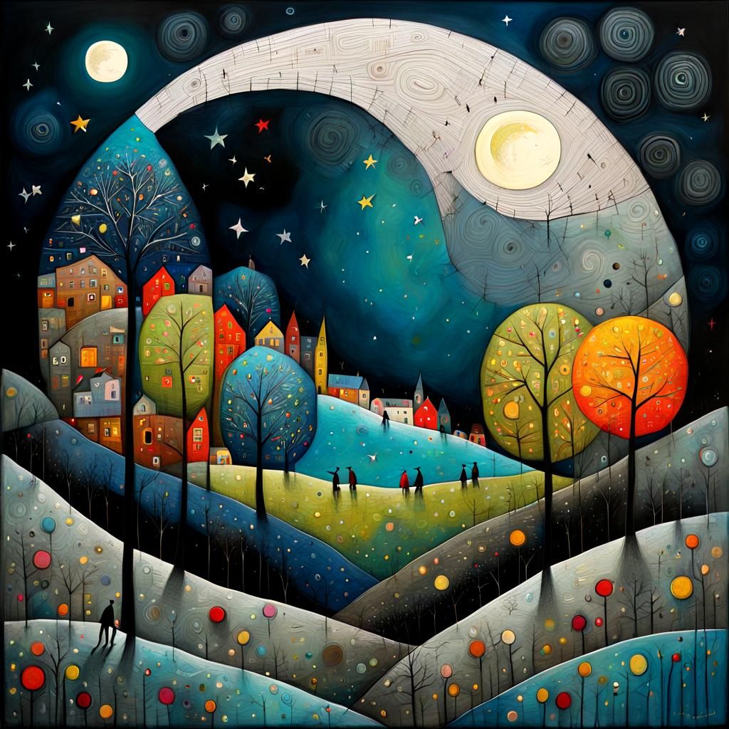 Detailed Moon Collage with Rough Paint Textures