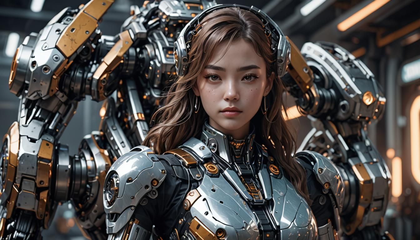 Futuristic Woman with Soft Curves in Sci-Fi Setting