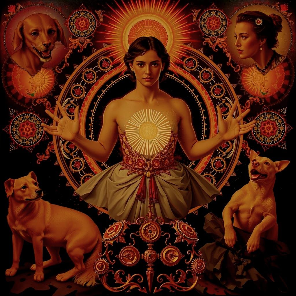 Masterpiece Painting of Beauty and Truth with Vibrant Compos...