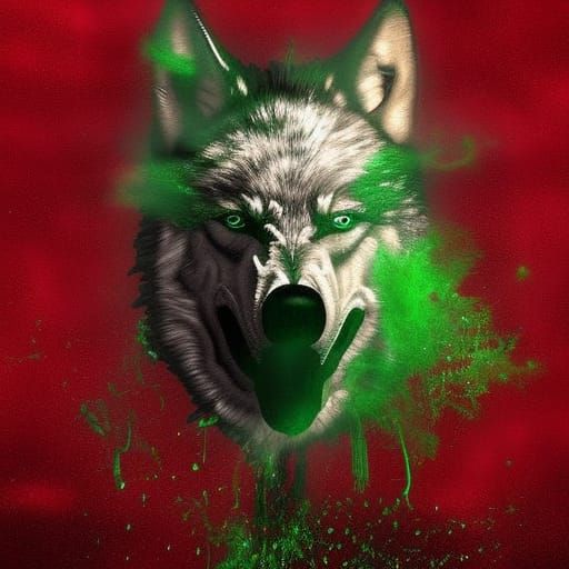 Ethereal Wolves in a Dark Digital Art Splatter