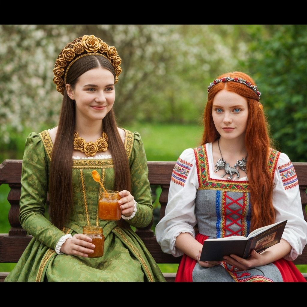 Medieval Queen Enjoys Marmalade in Rosarium