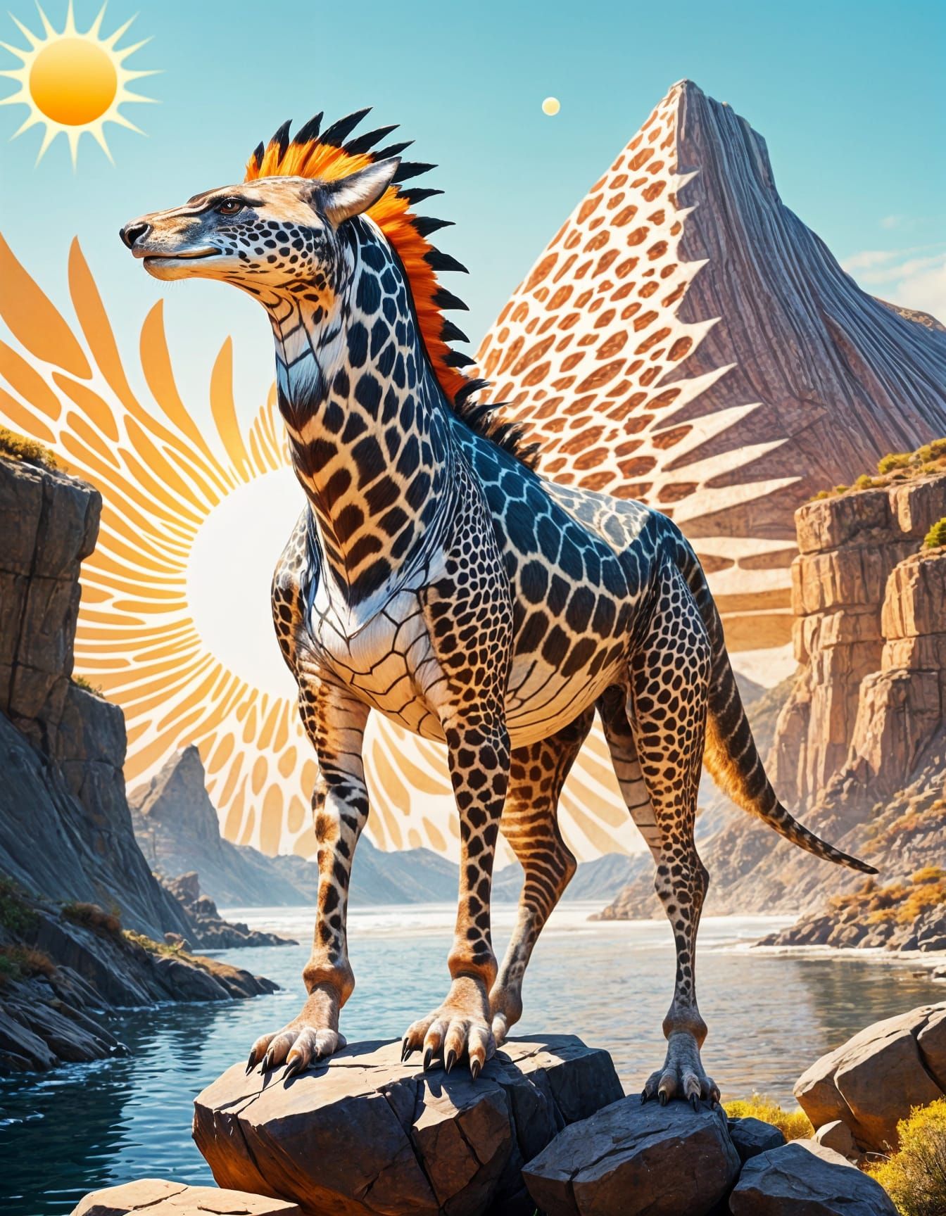 Hybrid Animal Fusion: Shark, Giraffe, Eagle, Cheetah