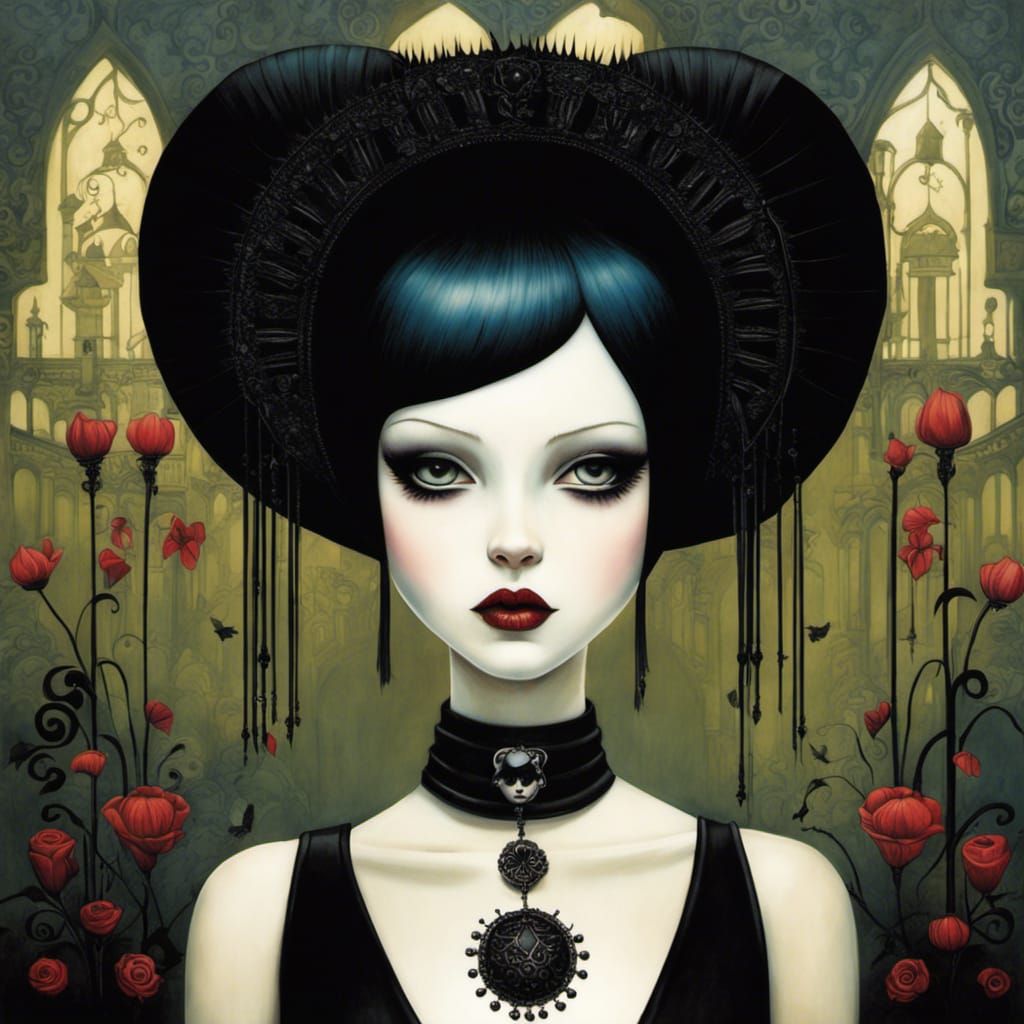 Gothic Punk Girl in Dark Fantasy Style