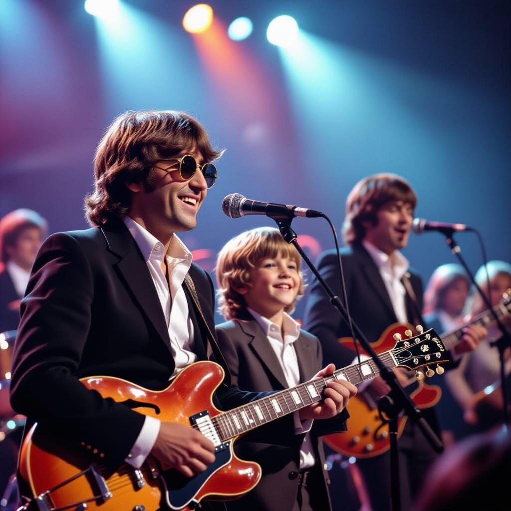 The Beatles Perform with Smiling Boy Jindra on Stage