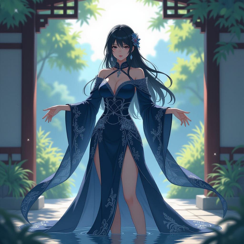 Mysterious Woman in Spiderweb Gown Anime Key Visual