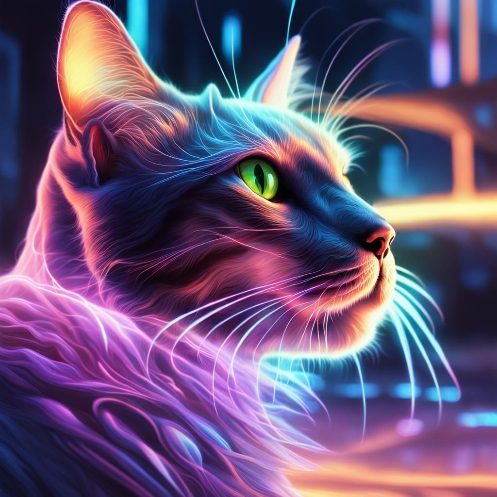 Ethereal Glowing Cat in a Fantasy Concept Art Style