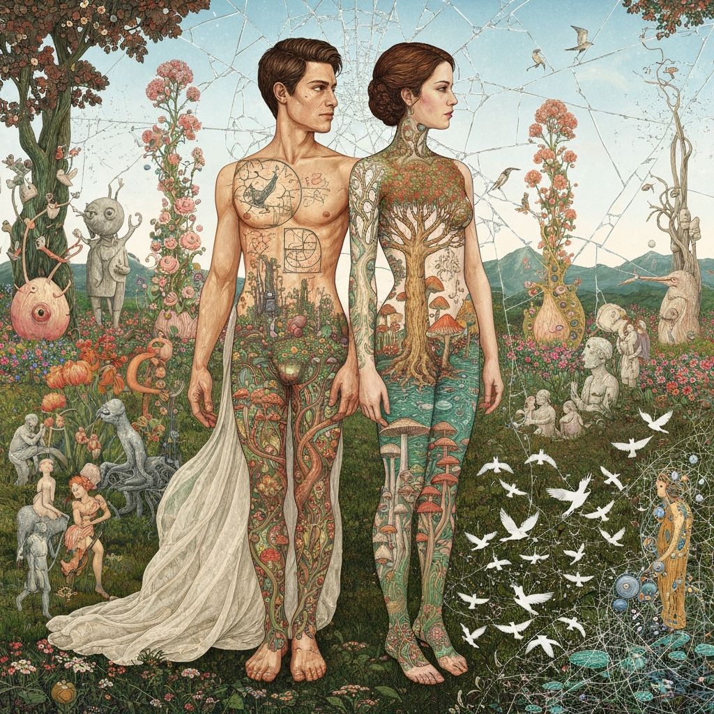 Surreal Mindscape with Transhumanist Elements in Fantasy Sty...