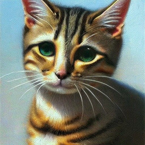 Realistic Cat Portrait in Oil Paint Style