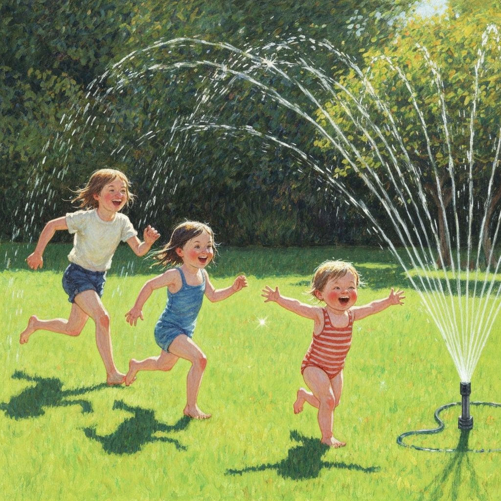 Children's Summer Fun in a Lush Garden