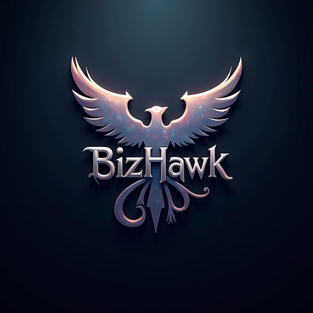 Futuristic Bizhawk Logo with Hawk-shaped H in Silver