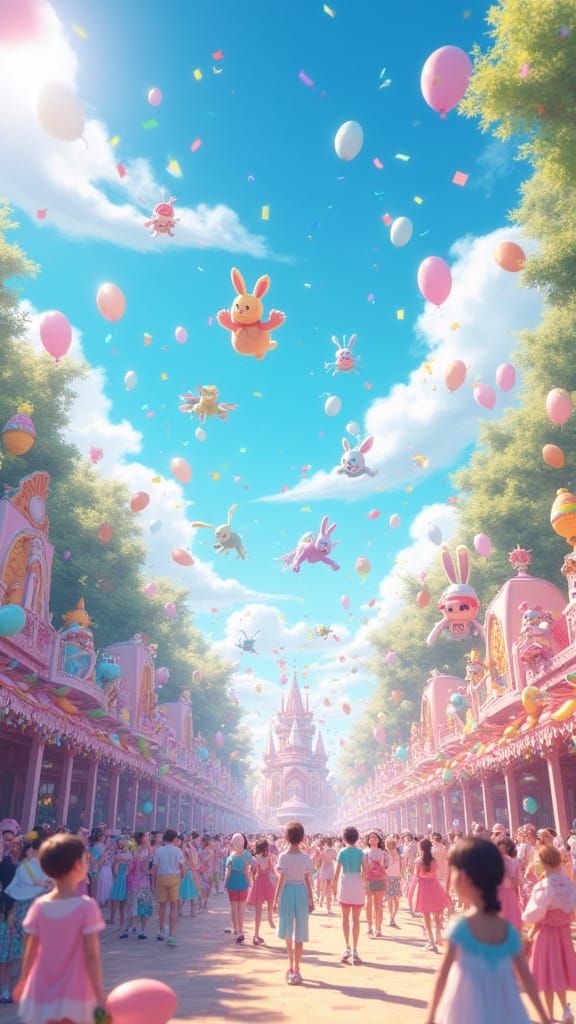 Easter Parade in Vibrant 3D Anime Style