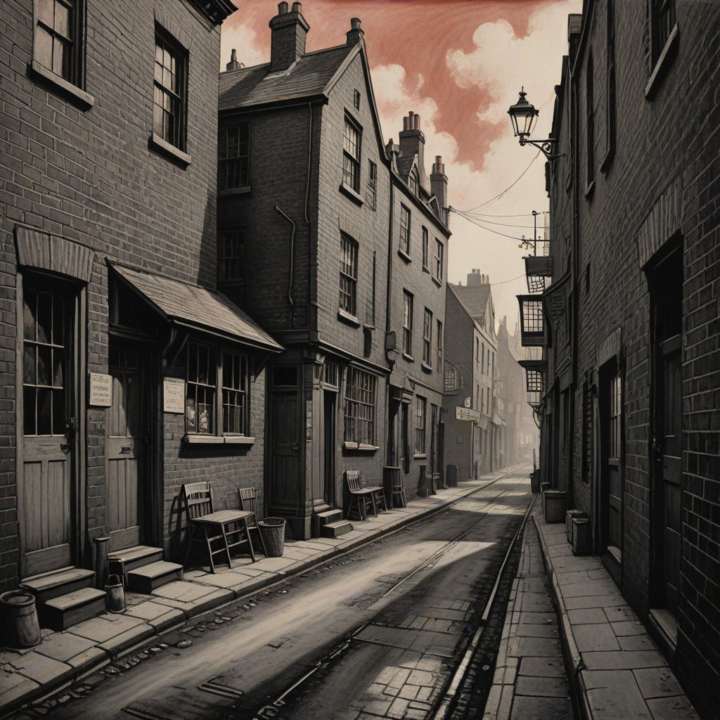 Victorian London Alley in Muted Earth Tones