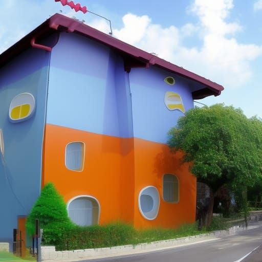 Colorful Anime Houses of Various Shapes