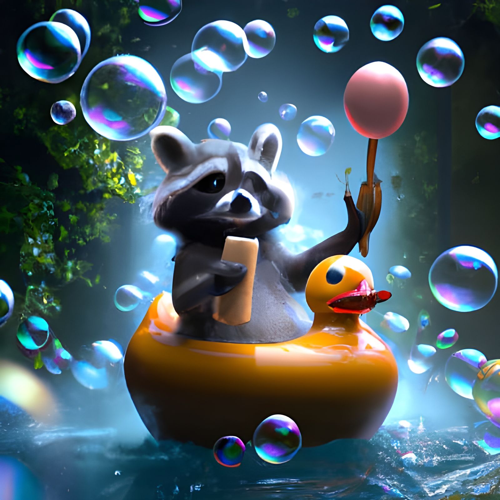 Raccoon in the tubby