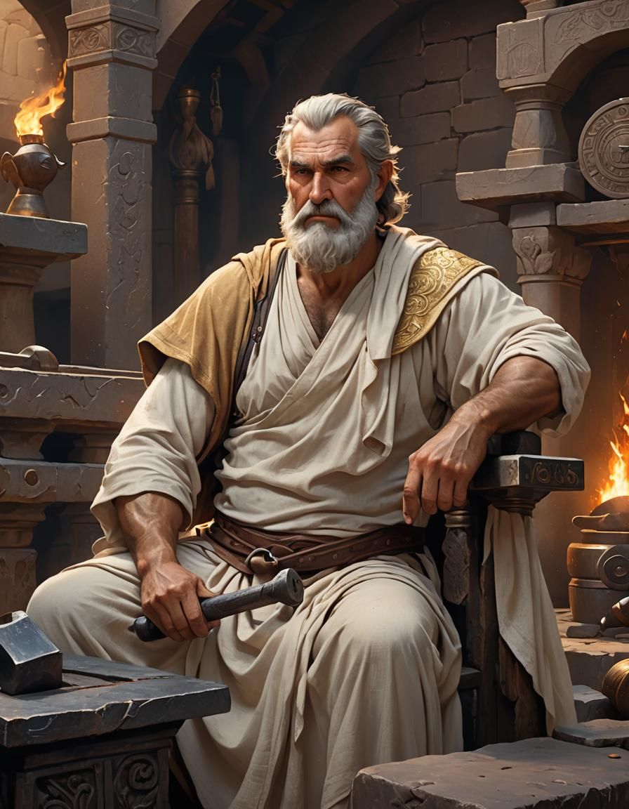 Hephaestus at the Forge: Detailed Concept Art