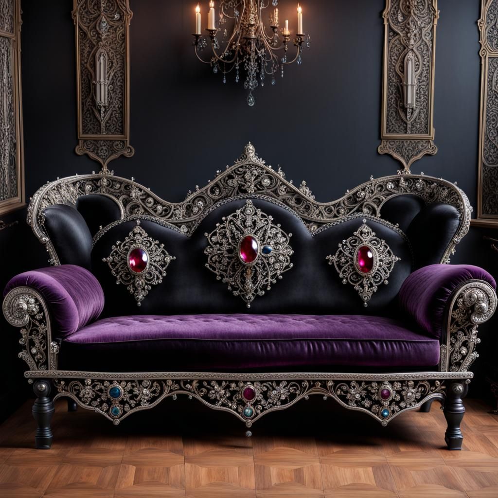 Gothic Jeweled Couch in High Detail