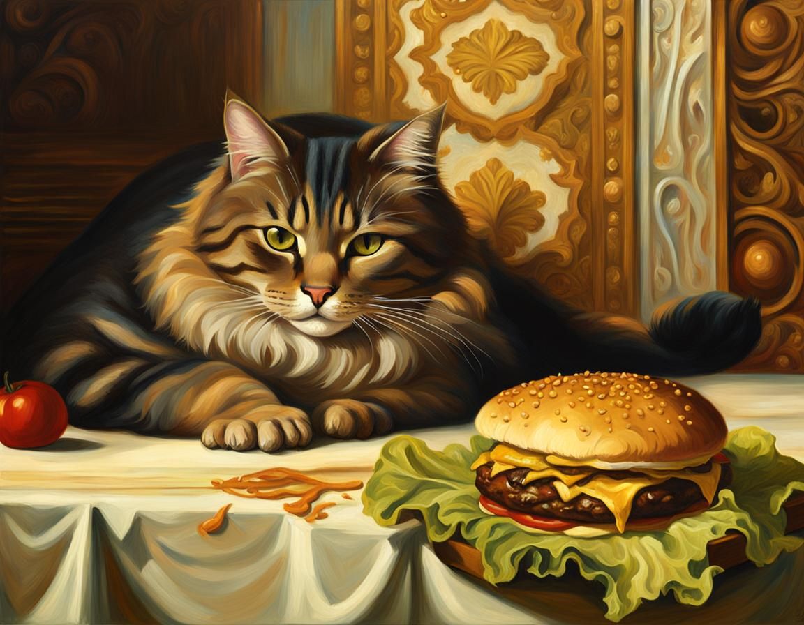 Feline Gourmand in Baroque Splendor