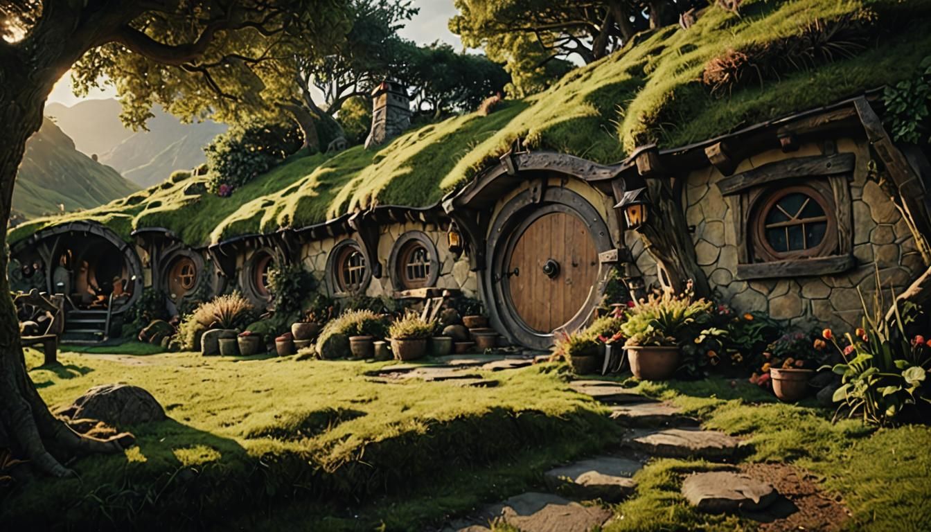 Cinematic Hobbit Hole Film Still