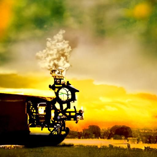 Steampunk Victorian Wagon in Golden Light