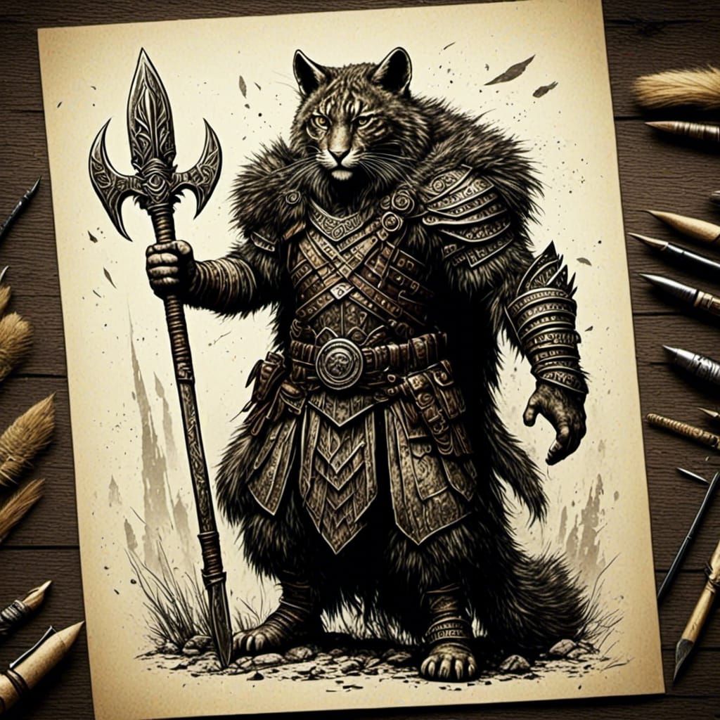 Animal Warrior Portrait in Comic Style