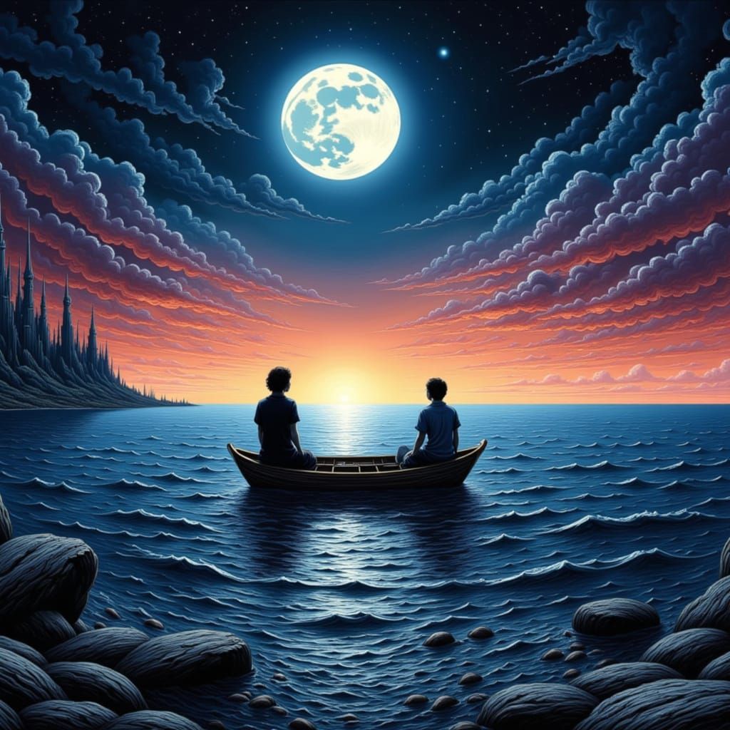 Serene Moonlit Seascape