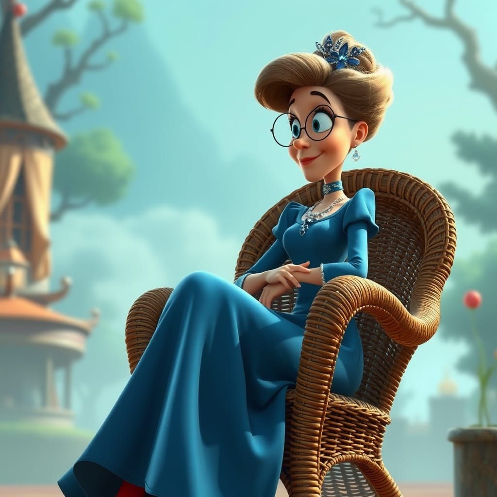 Elegant Lady Watching Magical Competition, Whimsical Art