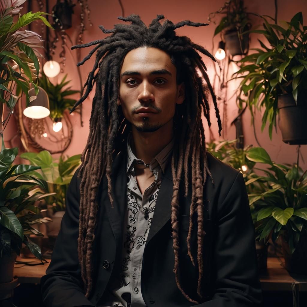 Low-Poly Gothic Portrait with Fairy Lights