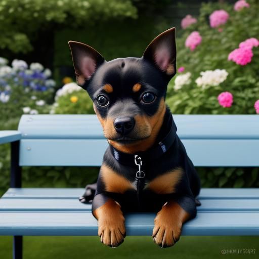 English Toy Terrier in Blooming Garden, Professional Pet Pho...