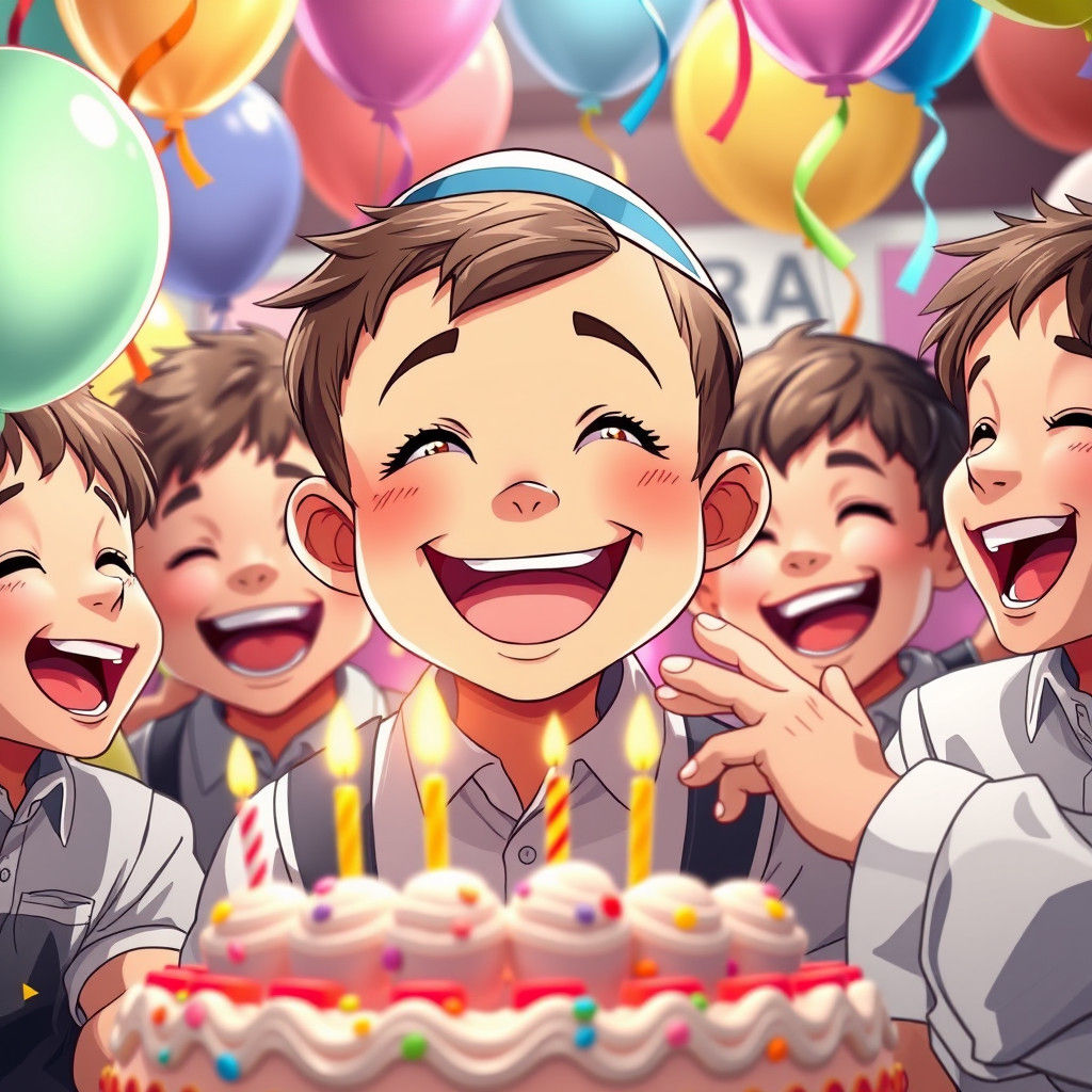 Joyful Orthodox Boy Celebrates Birthday with Friends in Vibr...