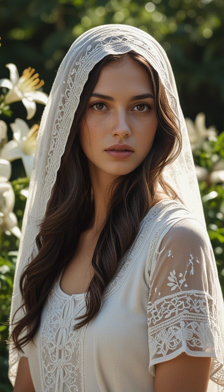 Ancient Middle-Eastern Woman in Biblical Garden