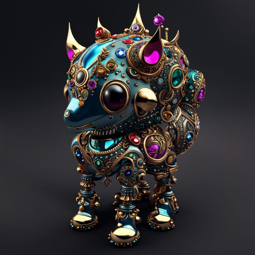 Ornate Jeweled Robot Unicorn in 3D
