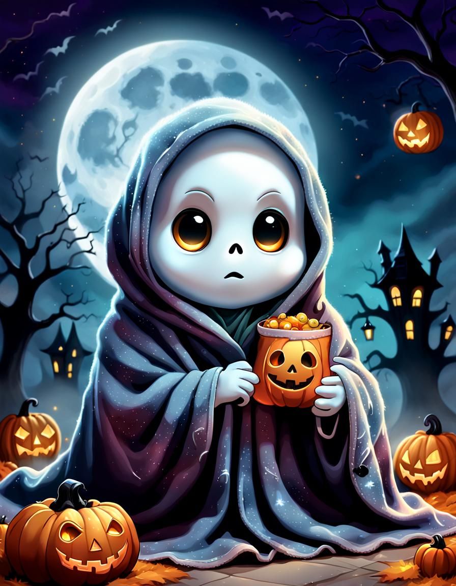 Ghost Chibi's Spooky Trick-or-Treat Adventure