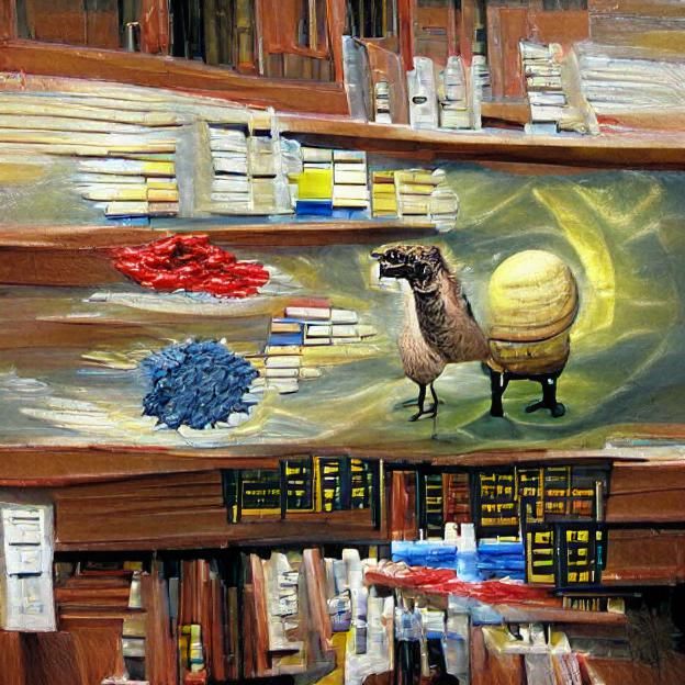 Detailed Painting of a Librarian with Knowledge