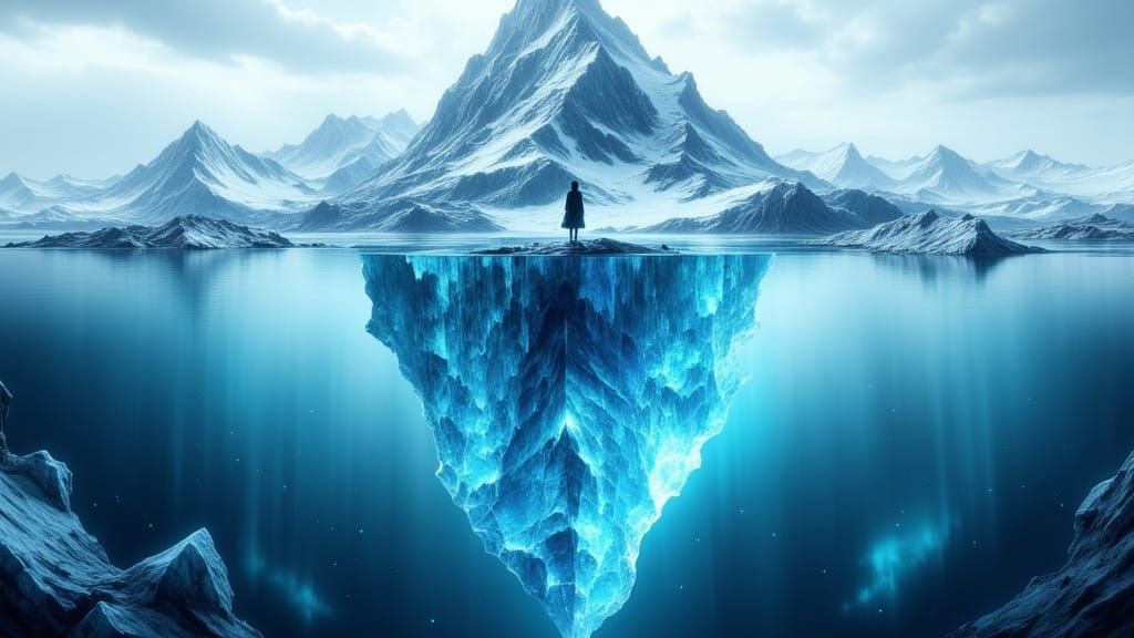 Glacier Spirit Dissolving into Iceberg: Digital Art