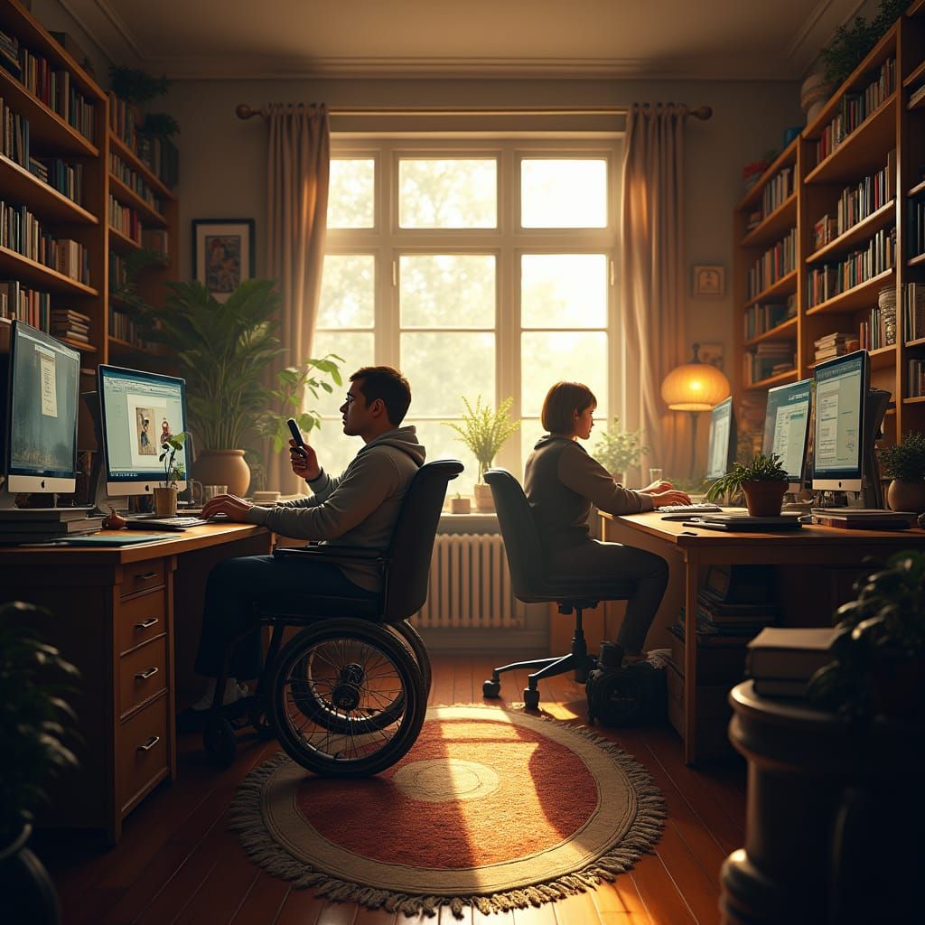 Cozy Home Offices: Digital Collaboration in Futuristic Style