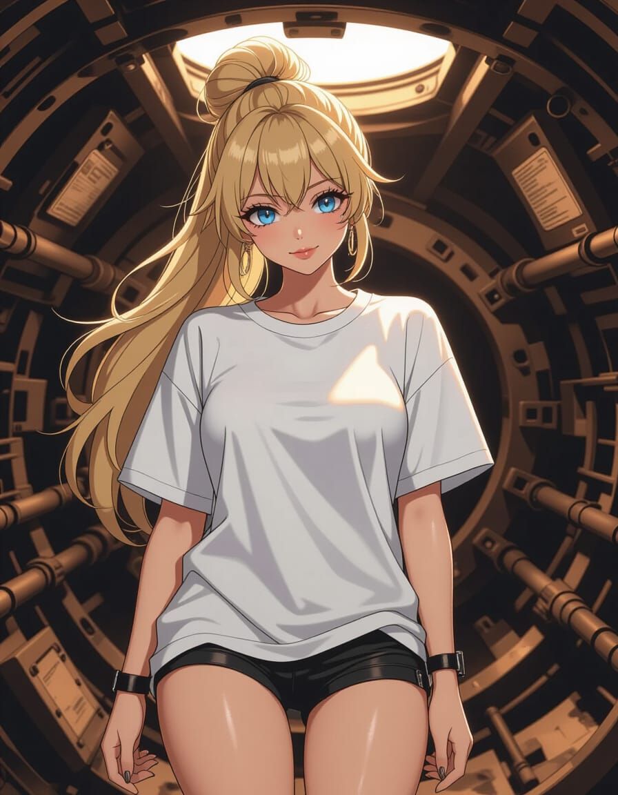 Cute Engineer in Zero Gravity: 3D Manga Style