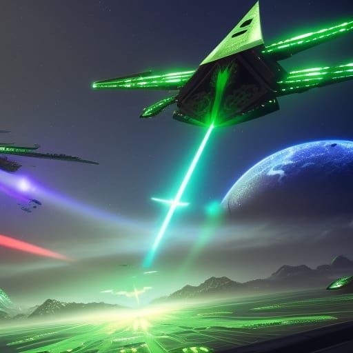 Epic Starship Battle Above Green Planet in 8K