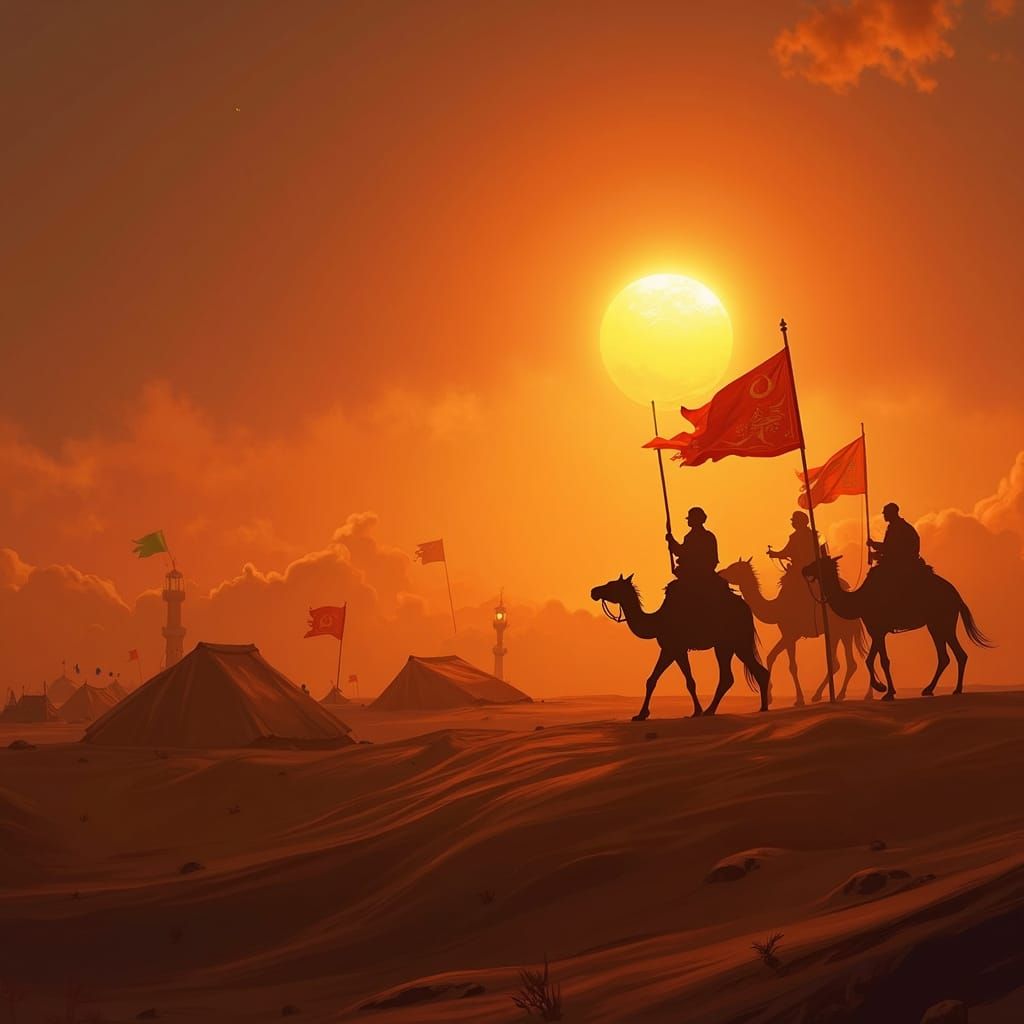 Dramatic Karbala Battlefield at Sunset: Cinematic Matte Pain...