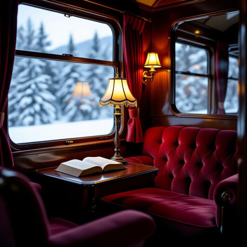 Cozy Reading Nook in Retro-Futurist Train