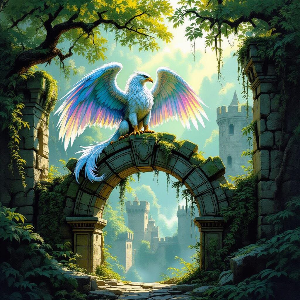 Griffin Guarding Lost City Entrance in Fantasy Art Style