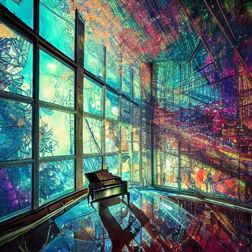 Cosmic Piano Disintegration: A Digital Masterpiece