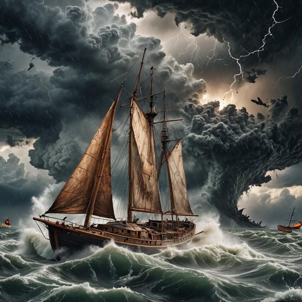 Sailboat Trapped Inside a Massive Tornado