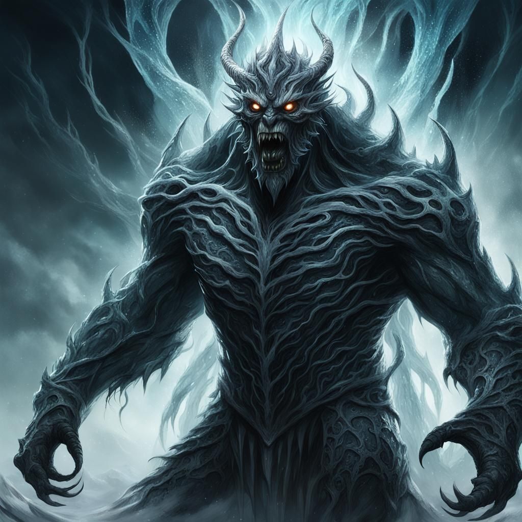 Monstrous Figure with Mouth Eyes in Dark Fantasy Art