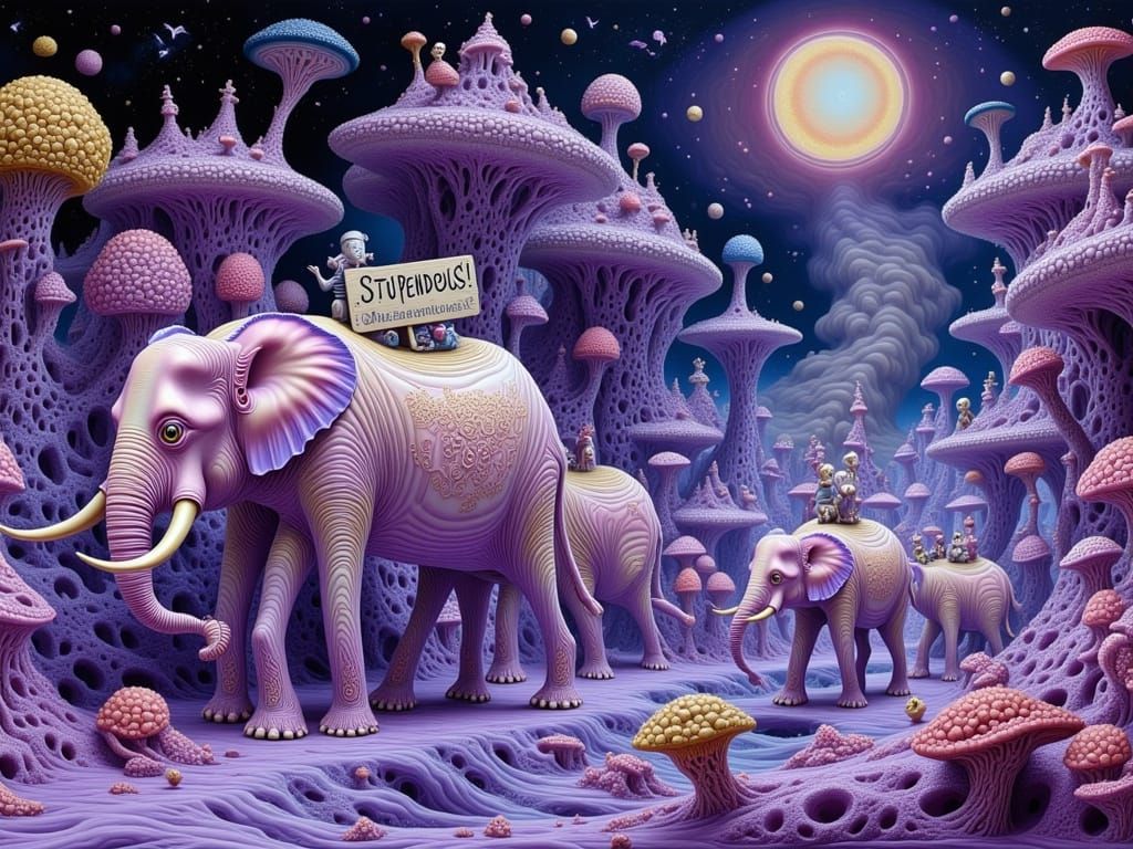 Dadaist Elephants March Through Surreal Dreamscape in Vibran...