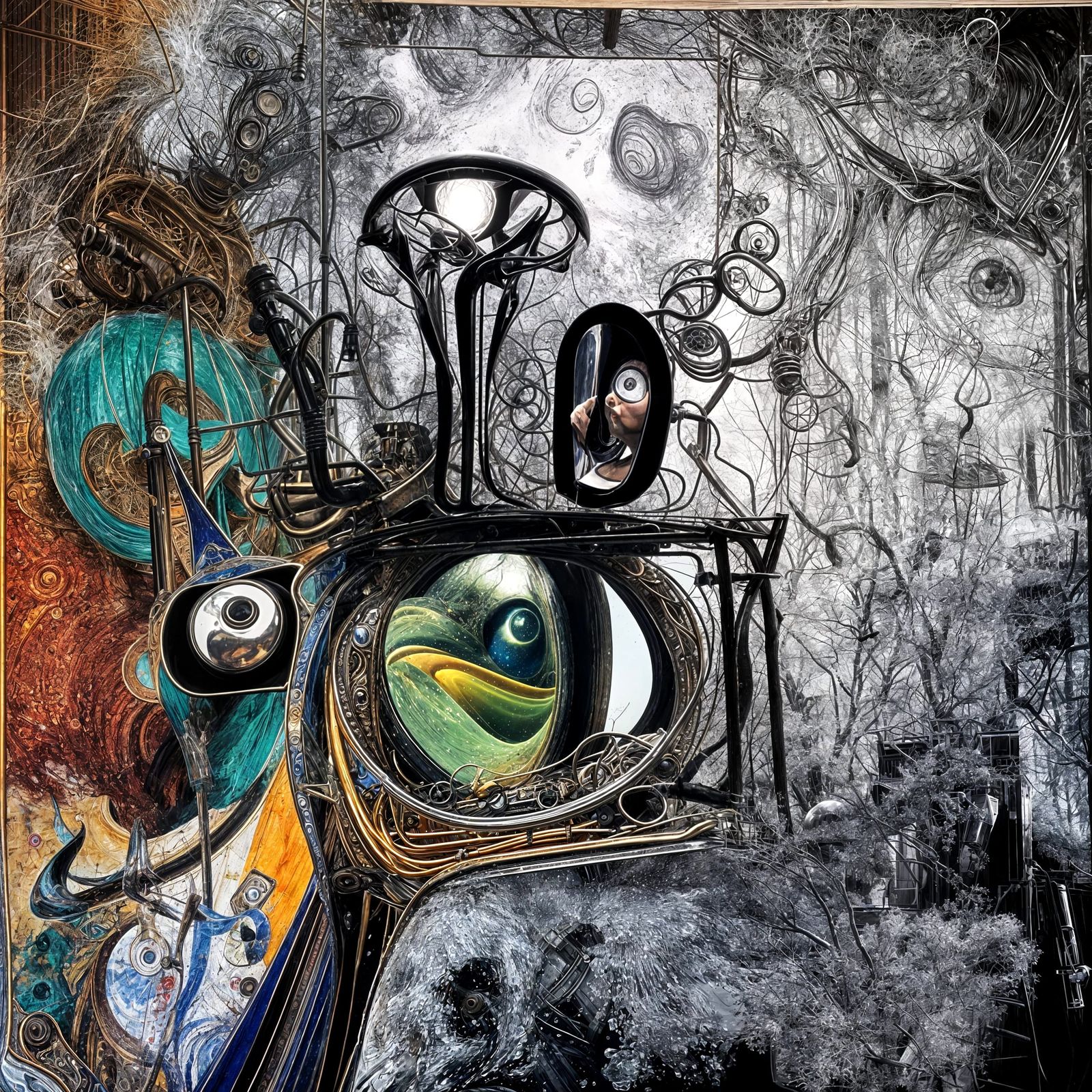 Abstract Art with Magical Particles in Surreal Style