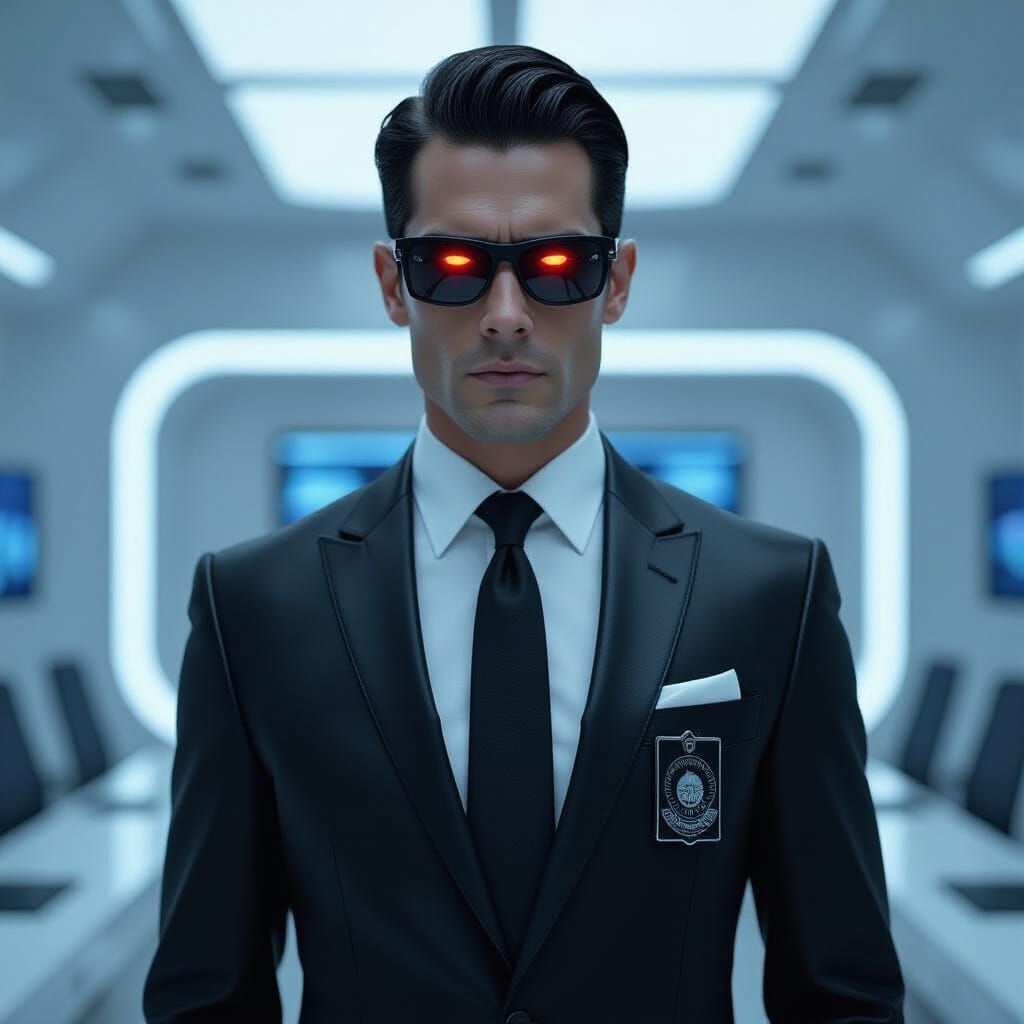 Ominous Agent in Futuristic Command Center